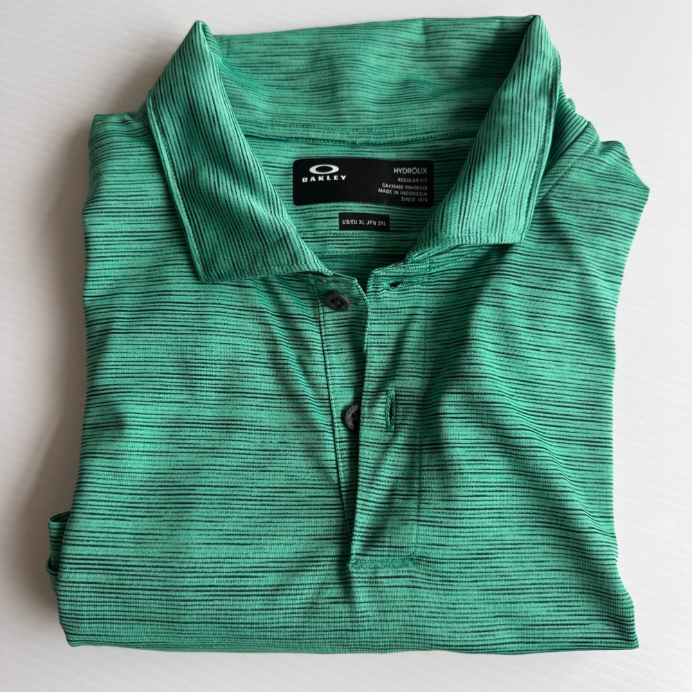Oakley Gravity Pro Hydrolix Polo Mens XL Green Golf Performance Shirt‎